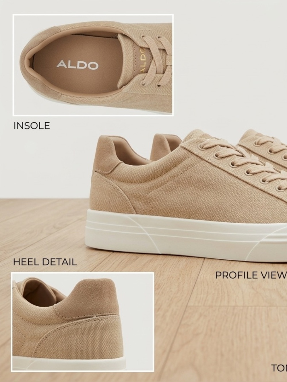 NEW  ALDO Beige Canvas Low-Top Sneakers